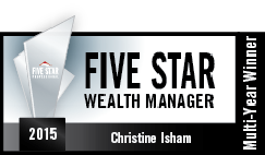 Five Star Wealth Manager 2015 award for Christine Isham